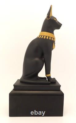 Franklin Mint Guardian of the Nile Bast Black Sphinx Cat 24 Karat Gold Trim RARE