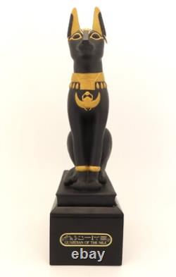 Franklin Mint Guardian of the Nile Bast Black Sphinx Cat 24 Karat Gold Trim RARE