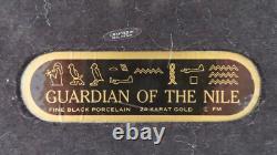 Franklin Mint Guardian of the Nile Bast Black Sphinx Cat 24 Karat Gold Trim RARE