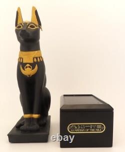 Franklin Mint Guardian of the Nile Bast Black Sphinx Cat 24 Karat Gold Trim RARE
