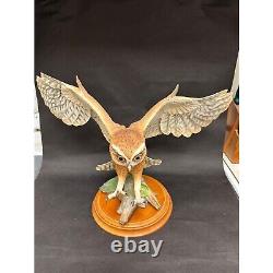 Franklin Mint Hand Painted Screech Owl Porcelain Statue George McMonigle