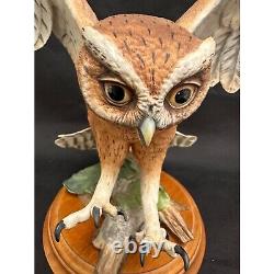 Franklin Mint Hand Painted Screech Owl Porcelain Statue George McMonigle