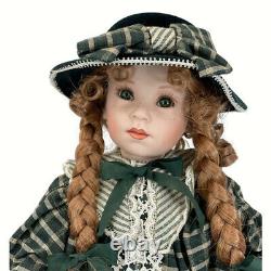 Franklin Mint Heirloom Doll Elise Coca Cola Porcelain Doll Girl Braids 1996