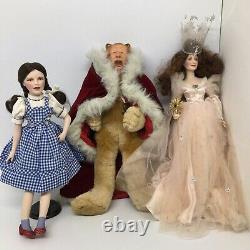 Franklin Mint Heirloom Porcelain Dorothy, Cowardly Lion Glinda Doll Wizard of Oz