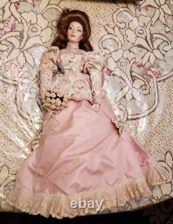 Franklin Mint Heirloom Porcelain Gibson Girl Tea at the Ritz Doll + 2 plates