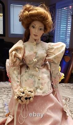 Franklin Mint Heirloom Porcelain Gibson Girl Tea at the Ritz Doll + 2 plates