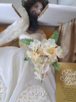 Franklin Mint Heirloom Porcelain Jackie Kennedy In Bridal Wedding Dress W Closet
