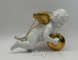 Franklin Mint Heralding Angels Ornaments Set Of 6 Porcelain Angels 24k Gold EUC