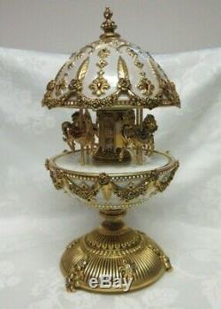 Franklin Mint House Of Faberge 10 3/4 Porcelain Musical Imperial Carousel Egg