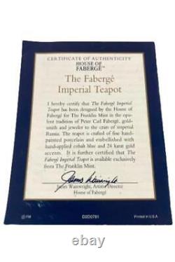 Franklin Mint House Of Faberge Imperial Teapot With COA