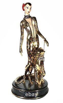 Franklin Mint House of ERTE Leopard Limited Ed. Porcelain Art Deco Figurine