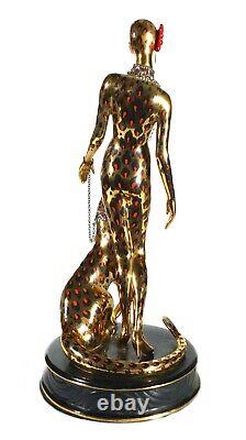 Franklin Mint House of ERTE Leopard Limited Ed. Porcelain Art Deco Figurine