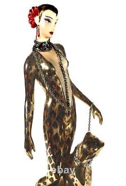 Franklin Mint House of ERTE Leopard Limited Ed. Porcelain Art Deco Figurine