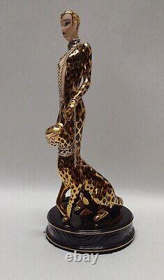 Franklin Mint House of Erté Beauties of Art Deco Porcelain LEOPARD