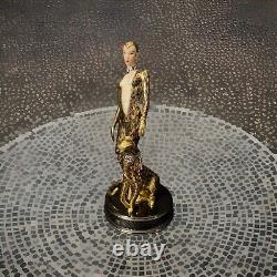 Franklin Mint House of Erte Leopard 24k Gold Swarovski Crystals LtdEd Art Deco