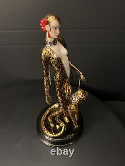 Franklin Mint House of Erte Leopard 24k Gold Swarovski Crystals LtdEd Art Deco