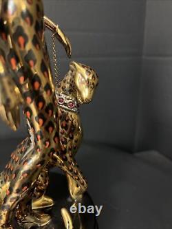 Franklin Mint House of Erte Leopard 24k Gold Swarovski Crystals LtdEd Art Deco