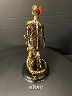 Franklin Mint House of Erte Leopard 24k Gold Swarovski Crystals LtdEd Art Deco