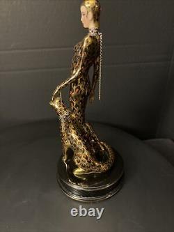 Franklin Mint House of Erte Leopard 24k Gold Swarovski Crystals LtdEd Art Deco