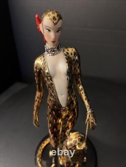 Franklin Mint House of Erte Leopard 24k Gold Swarovski Crystals LtdEd Art Deco