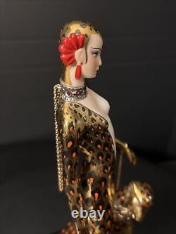 Franklin Mint House of Erte Leopard 24k Gold Swarovski Crystals LtdEd Art Deco