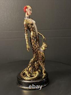 Franklin Mint House of Erte Leopard 24k Gold Swarovski Crystals LtdEd Art Deco