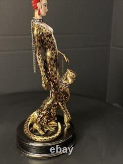 Franklin Mint House of Erte Leopard 24k Gold Swarovski Crystals LtdEd Art Deco