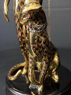 Franklin Mint House of Erte Leopard 24k Gold Swarovski Crystals LtdEd Art Deco