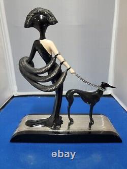 Franklin Mint House of Erte Symphony In Black Limited Edition #4740 Greyhound