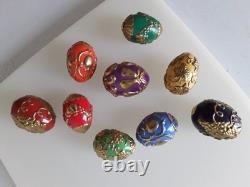 Franklin Mint House of Faberge Autumn Basket with9 Multi-color Eggs No Box Or COA