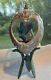 Franklin Mint House of Faberge Porcelain Egg Bluebird Green Leaf Stand
