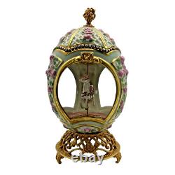 Franklin Mint House of Faberge Porcelain Musical Carousel Egg 24k Gold Accented