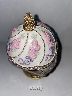 Franklin Mint House of Faberge Porcelain Musical Carousel Egg 24k Gold Accented