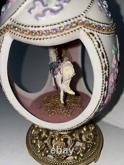 Franklin Mint House of Faberge Porcelain Musical Carousel Egg 24k Gold Accented