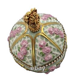 Franklin Mint House of Faberge Porcelain Musical Carousel Egg 24k Gold Accented