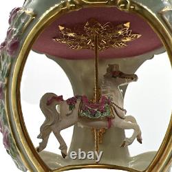 Franklin Mint House of Faberge Porcelain Musical Carousel Egg 24k Gold Accented