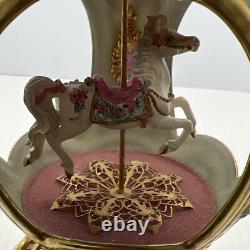 Franklin Mint House of Faberge Porcelain Musical Carousel Egg 24k Gold Accented