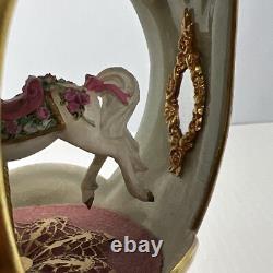 Franklin Mint House of Faberge Porcelain Musical Carousel Egg 24k Gold Accented