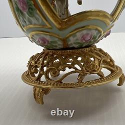 Franklin Mint House of Faberge Porcelain Musical Carousel Egg 24k Gold Accented