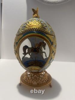 Franklin Mint House of Faberge Porcelain Musical Carousel Egg Sun Butterfly