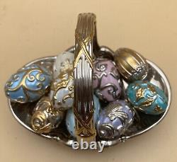 Franklin Mint House of Faberge WINTER EGG BASKET 9 Eggs