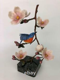 Franklin Mint Hummingbird Sweet Symphony Bronze & Porcelain Sculpture