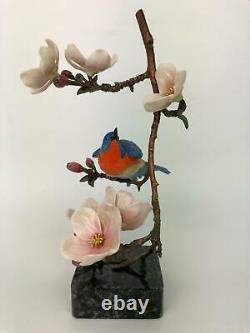 Franklin Mint Hummingbird Sweet Symphony Bronze & Porcelain Sculpture
