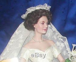 Franklin Mint Jackie Kennedy Bride Wedding Porceline Doll 17 Box + Shipper Coa