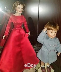 Franklin Mint Jackie Kennedy Porcelain Doll & Jfk Jr. Farewell To His Day Doll