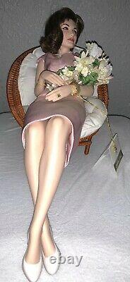 Franklin Mint Jackie Kennedy Portrait Porcelain Doll Lounging on Wicker Chair