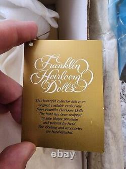 Franklin Mint Jacqueline Kennedy Bride Porcelain Heirloom Bride Doll Brand NEW