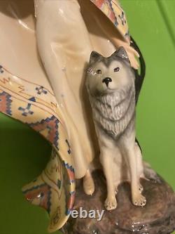 Franklin Mint Jo anne Bird Dreamcatcher Native Girl & Wolf Porcelain Statue