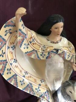 Franklin Mint Jo anne Bird Dreamcatcher Native Girl & Wolf Porcelain Statue