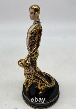 Franklin Mint LEOPARD House of Erte Gold Porcelain FIGURINE Limited Edition